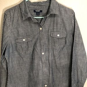 Blue and White Poka Dot Button Down Shirt